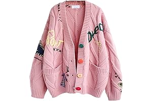 Women's Cable Knit Long Sleeve Y2K Cardigan