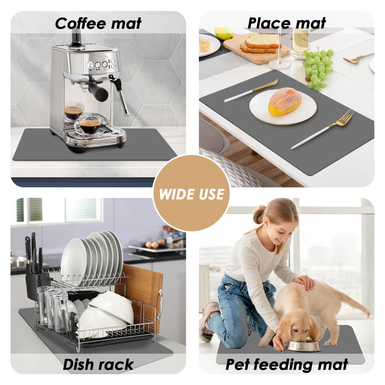 Tapis De Bain Super Absorbant, Facile à Nettoyer, Séchage Rapide, Fin