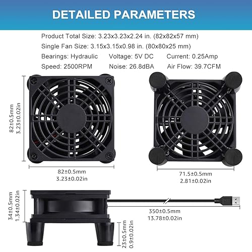 Miniatura 2 de GDSTIME Ventilador silencioso de 3.150 in con controlador de velocidad, ventilador de caja de computadora sin escobillas DC 5V para módem Mini PC TV