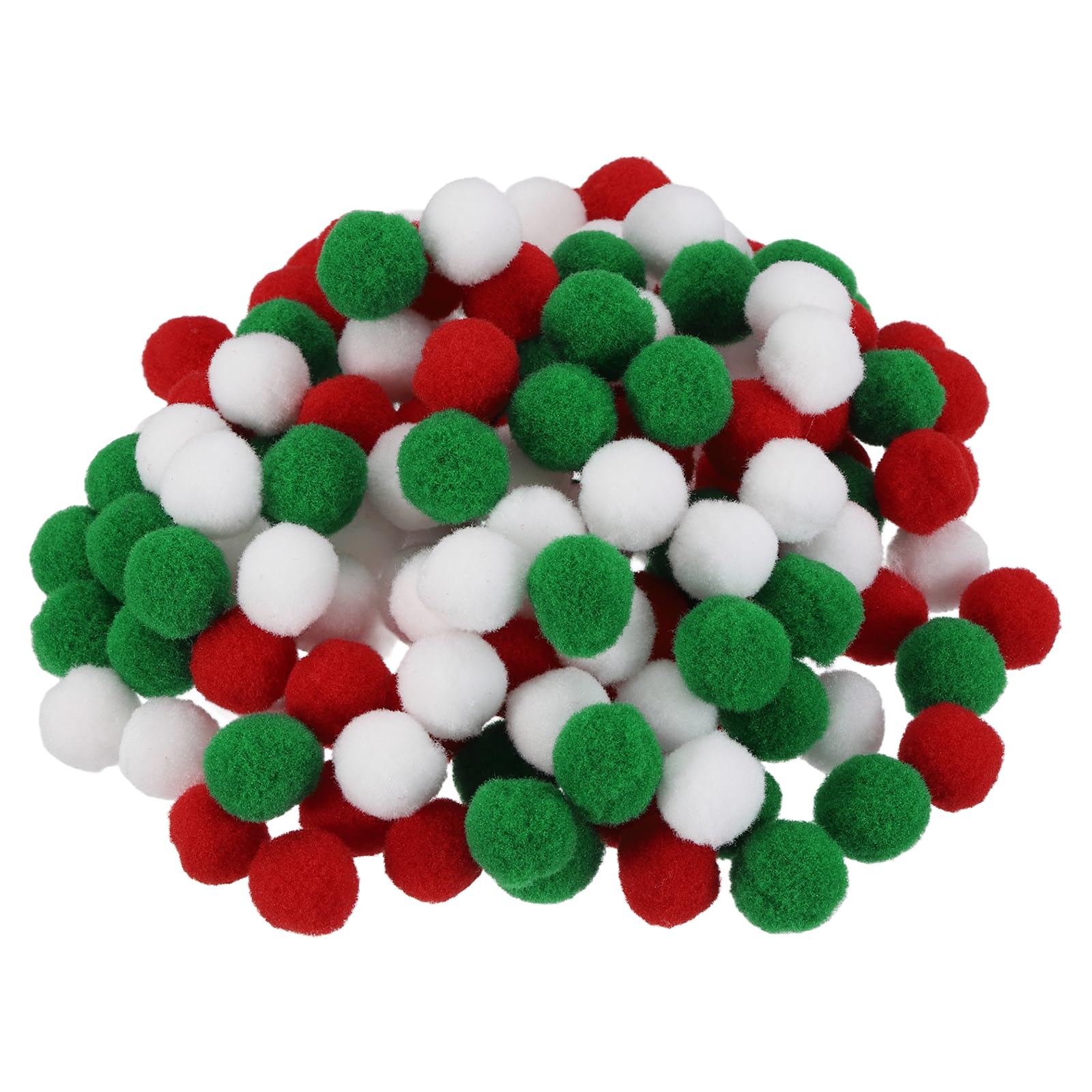 PATIKIL 0.6inch Pom Poms for Crafts, 150Pcs High Elastic Fuzzy Pastel Balls for Art Supplies DIY Creative Craft Material Handicraft Decorations, Red Green White Tone