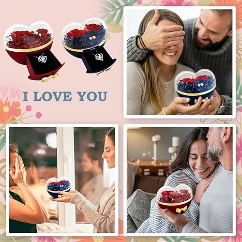Miniatura 7 de Aldeepo Regalos de rosas para mujeres con collar de corazón para novia, mamá, esposa, regalo de rosa eterna para aniversario, cumpleaños, dura un