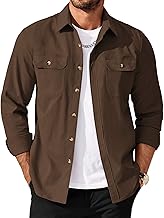 COOFANDY Mens Shirt Jacket Casual Button Up Shirts Long Sleeve Lightweight Shacket with Flap Pockets