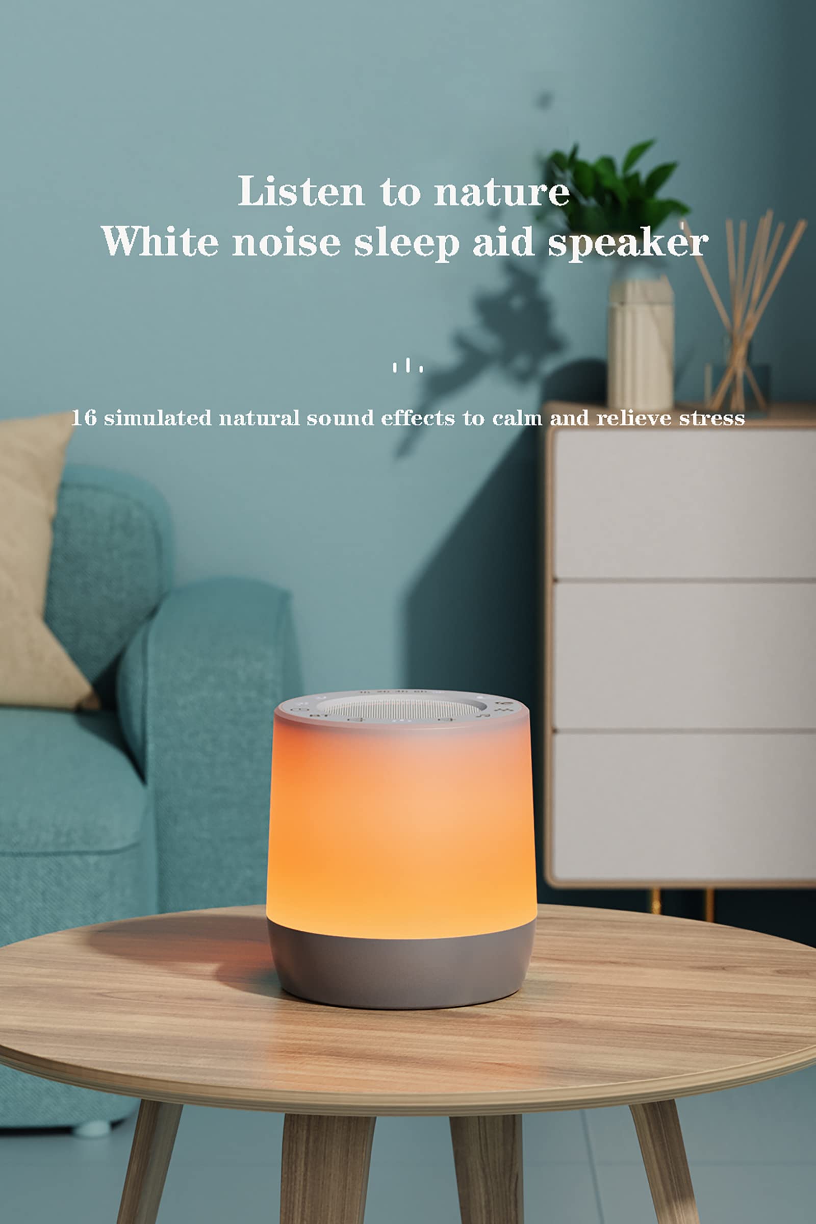 Macchina per Dormire con Rumore Bianco, 16 Suoni Naturali rilassanti, con Luce Notturna a 6 Colori e 5 Livelli di luminosità Regolabile, Suoni HiFi e 5 Timer