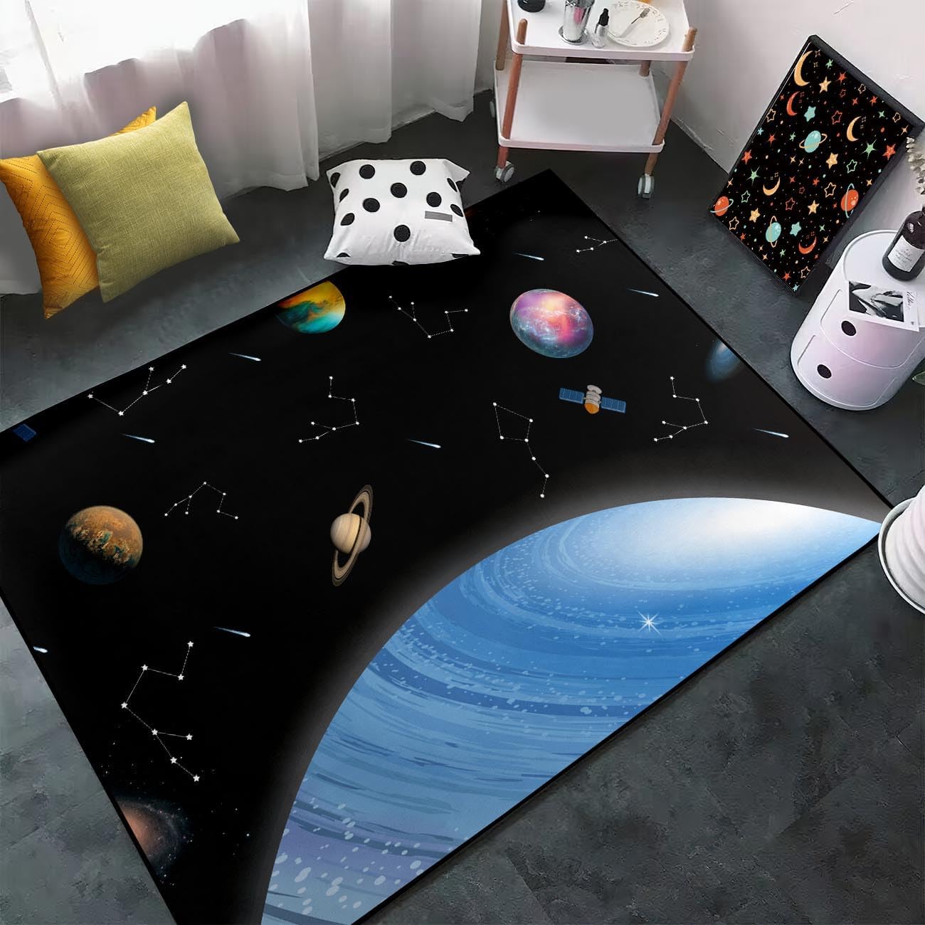 FJKJHKGJ Solar System Rug Kids Rugs for Bedroom Boys