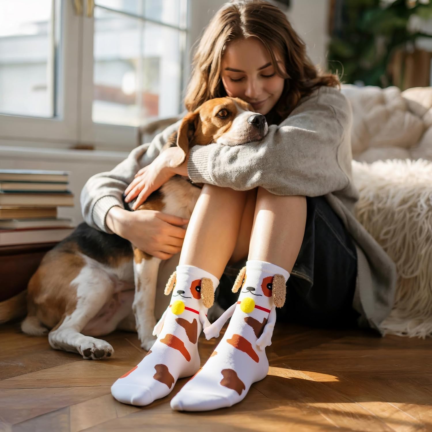 Crazy Socks for Kids Silly 3D Wacky Funny Holding Hands Animal Crew Socks image 3