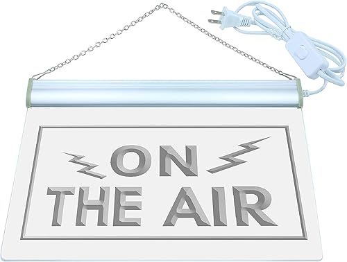 ADVPRO On The Air Lightening Symbol Grabación Bar Cerveza LED Neón Letrero Azul 16 x 12 pulgadas st4s43-i066-b