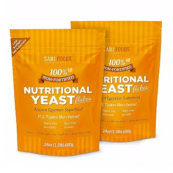Non Fortified Nutritional Yeast Flakes, Whole Foods Based Protein Powder, Vegan, Gluten Free, Vitamins B, Beta-glucans, and All 18 Amino Acids 2 pack, 24 oz.