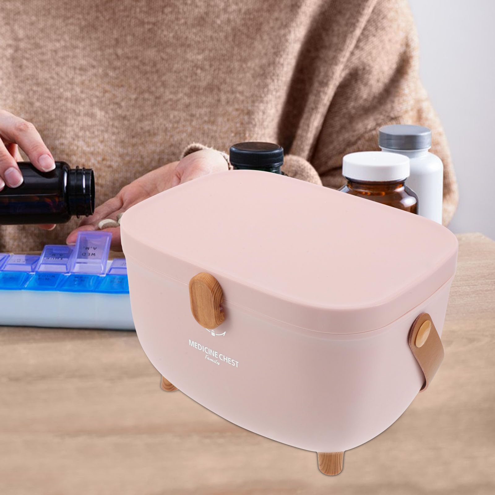 Alipis Caja de Medicamentos de Doble Capa con Asa Portátil para Almacenamiento Versátil de Suministros Médicos en Actividades al Aire Libre