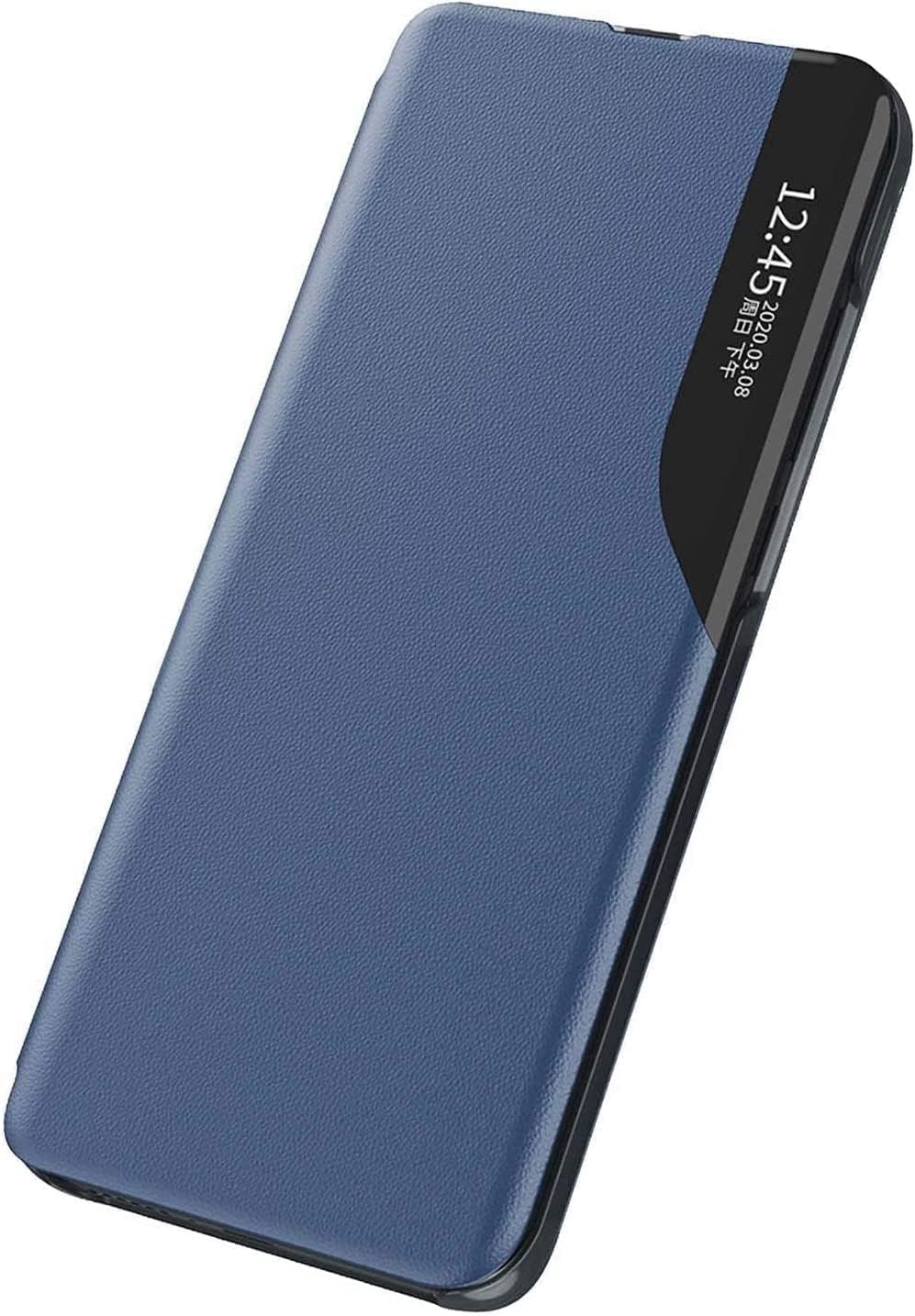 Case for Honor 90 5G, Windows Smart View Flip Cover with Foldable Kickstand, Premium Leather Phone Shell Case Cover For Honor 90 (Blue)