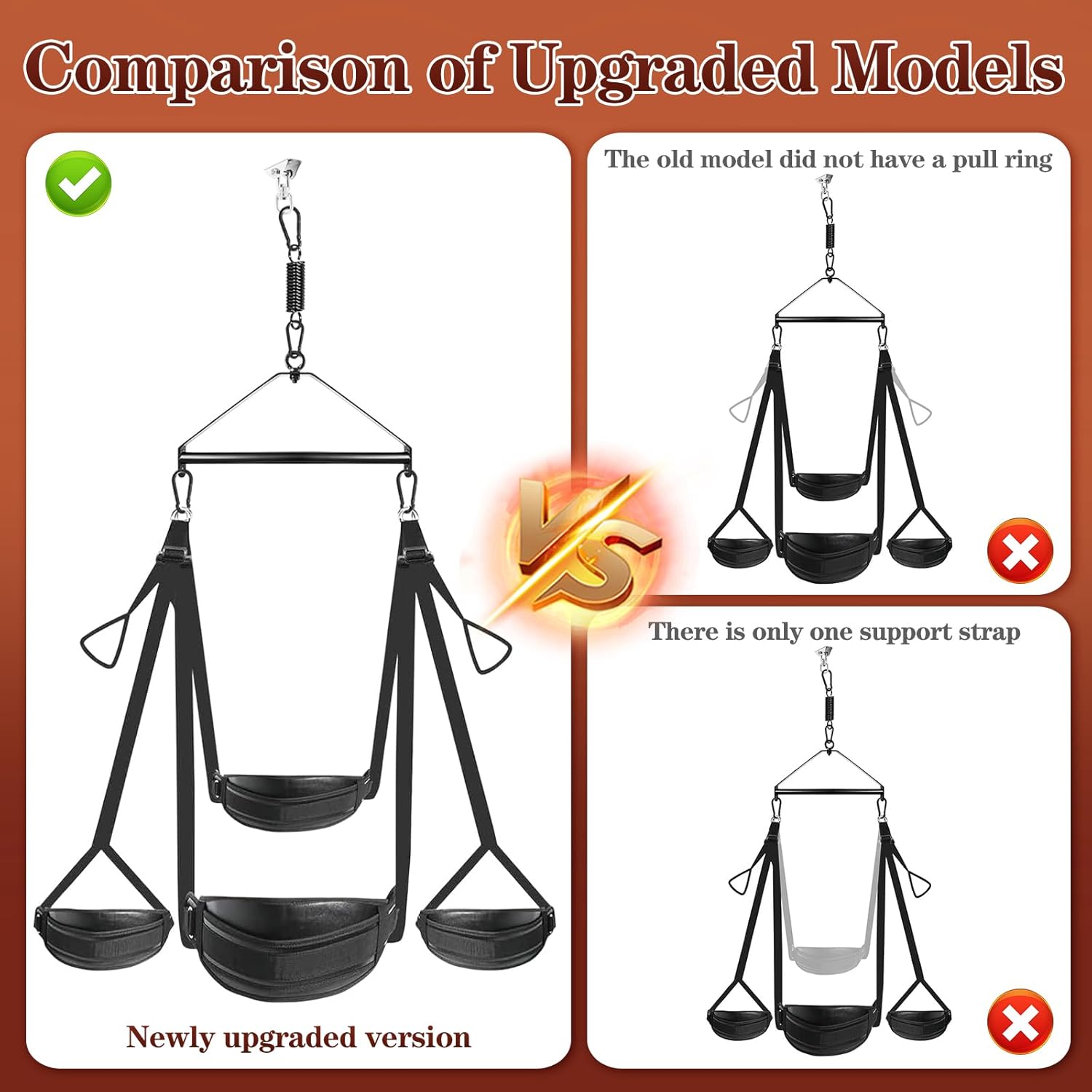 BDSM Sex Swing Sex Toys for Couples, Heavy Duty 360 Degree Spinning Indoor Ceiling & Door Sex Swing with Triangle Hanging, Sex Swings & Thigh Sling with Adjustable Straps, Bondage Restraints Sex Toy