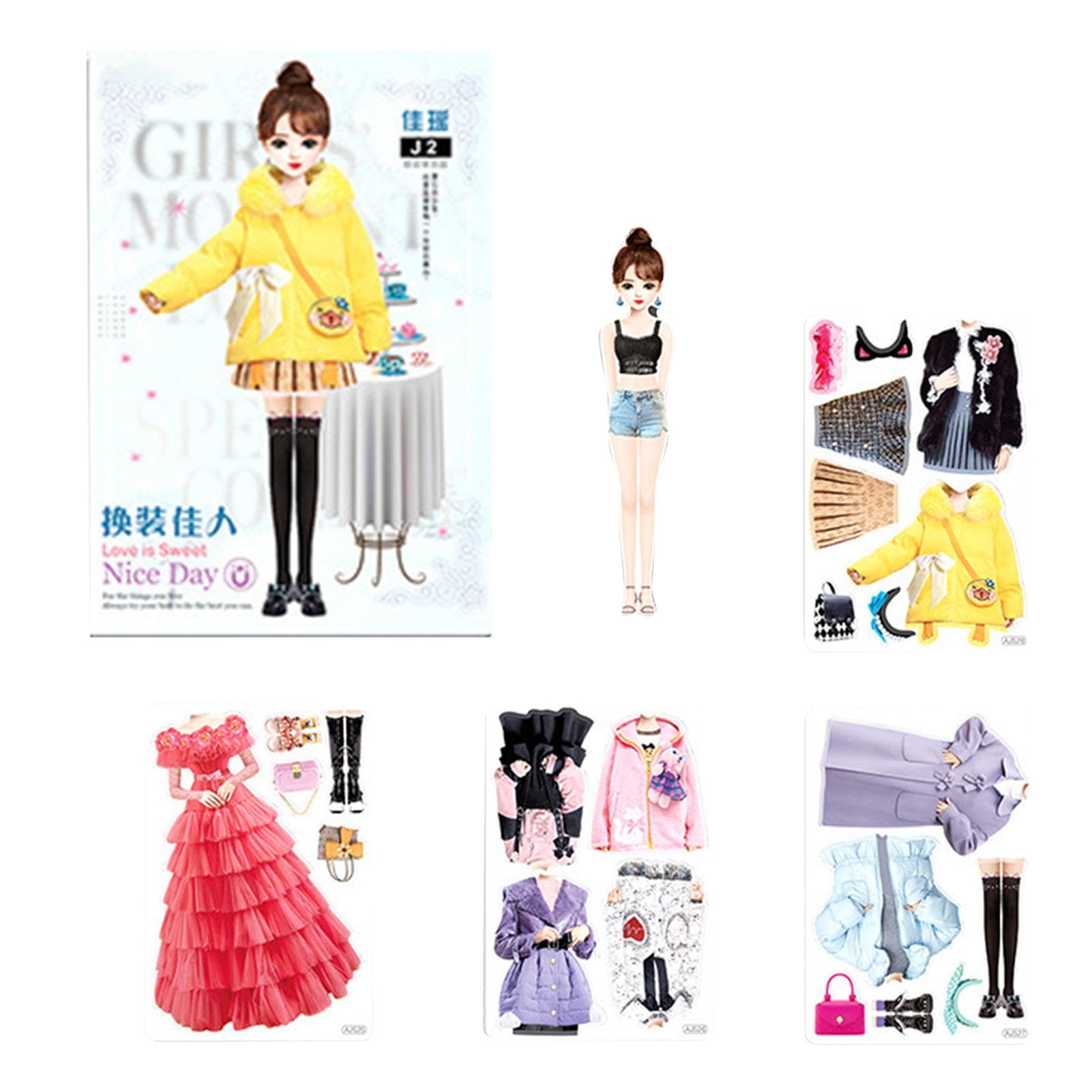 Libro Di Adesivi Per Vestire La Principessa | Bambola Magnetica Per Vestire La Principessa | Libro Per Bambole Di Carta Per Bambini | Figura Di Bambola Principessa Magnetica | Figura Di Bambola Magnet