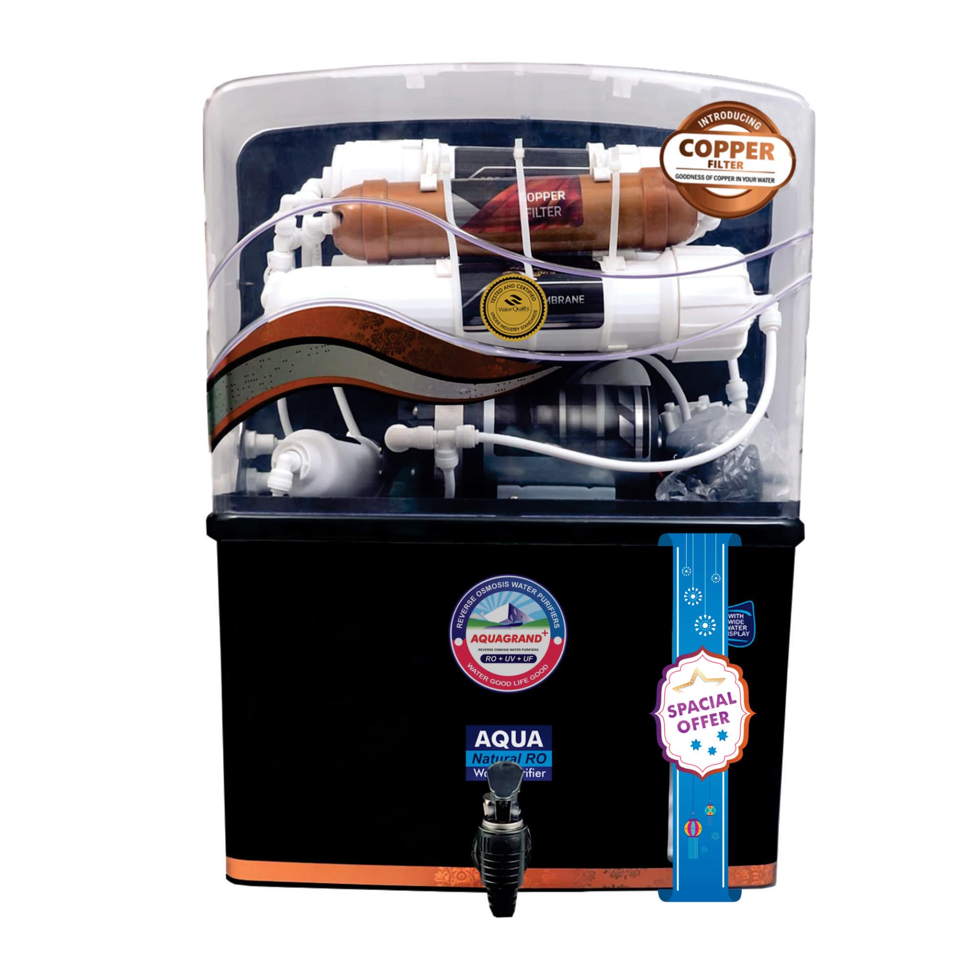 Aqua Grand Plus | RO UV UF Mineral Zinc Copper + TDS Controller | Water Purifier with Copper + TDS Controller, 12L, for Borewell, Tanker & Municipal Water | 1-Year Warranty | Free Prefilter.-image-5