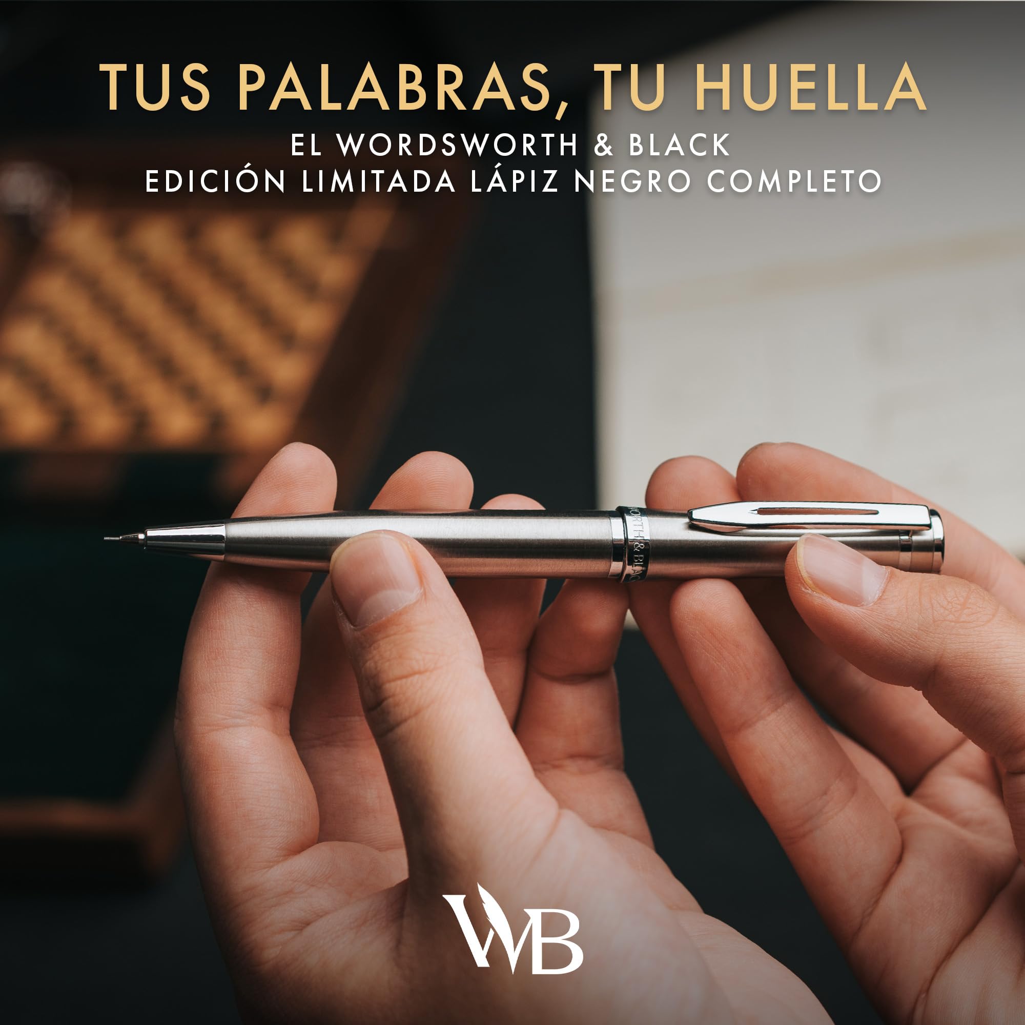 Wordsworth y Black Lápiz Mecánico Mina de Grafito - Acabado en Cromo Plateado, Mina de 0,7 mm, Mejor Set para Hombres y Mujeres, Lápices Profesionales de Oficina