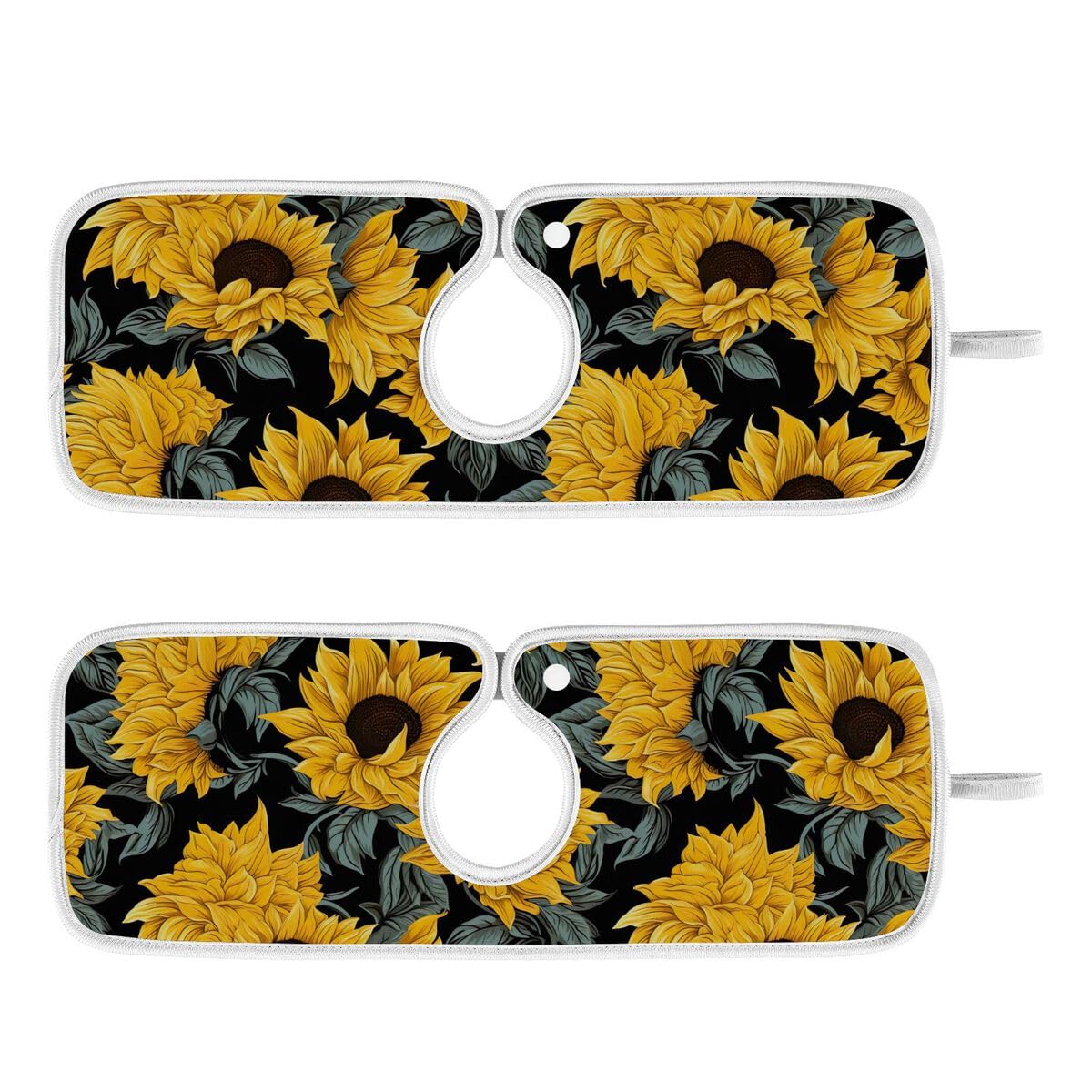 FULUHUAPIN 2 Pack Sunflowers Kitchen Faucet Splash Catcher Absorbent Mat, Polyester Sponges Machine Washable Quick Dry Drying Mat, Sink Accessories 14'' x 5'' 20324100