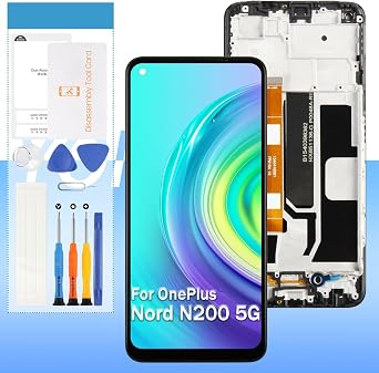 OEM for OnePlus Nord N200 5G LCD Screen Replacement,for Oneplus 1+ N200 5GDE2118 DE2117 6.49 LCD Display Touch Digitizer Glass AssemblyBlack with Frame