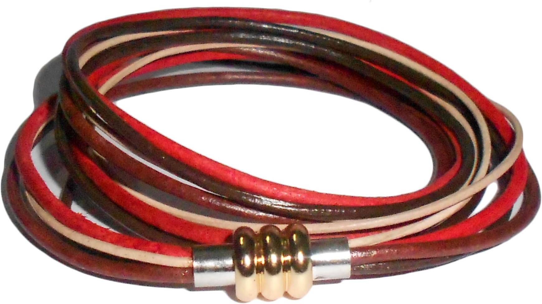 PRERNAPRERNA Women's 3 Wrap Genuine Leather Bracelets, Leather Cord Multi Color Bracelet