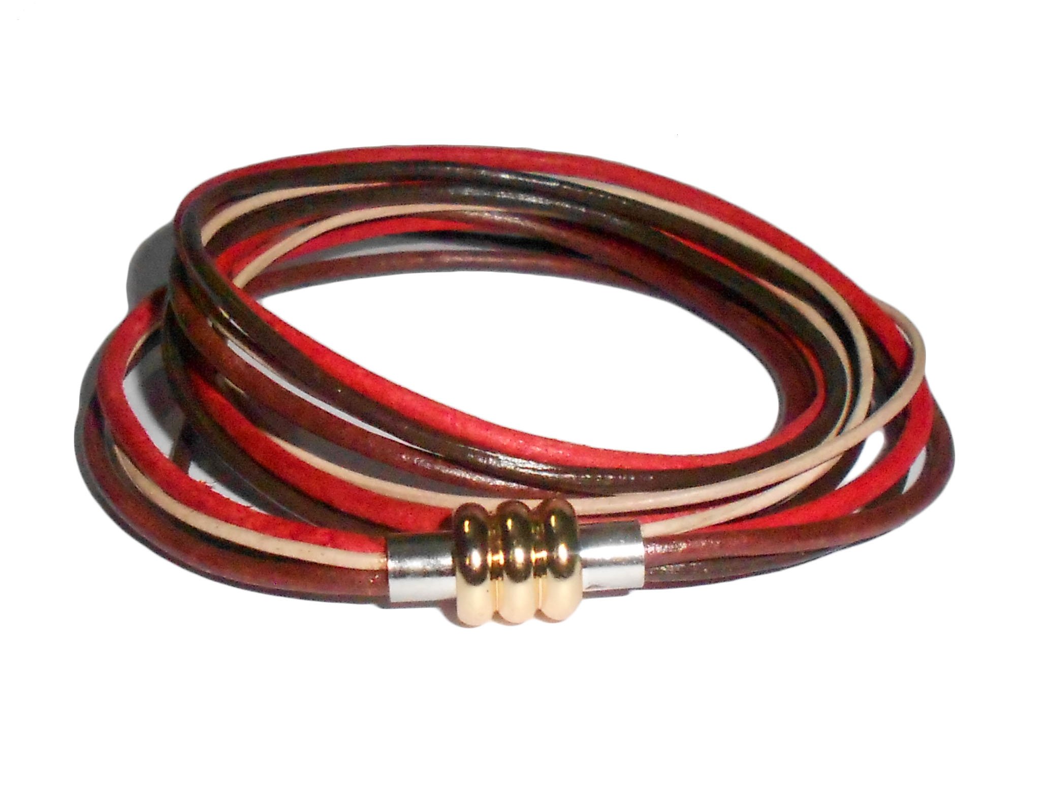 PRERNAPRERNA Women's 3 Wrap Genuine Leather Bracelets, Leather Cord Multi Color Bracelet