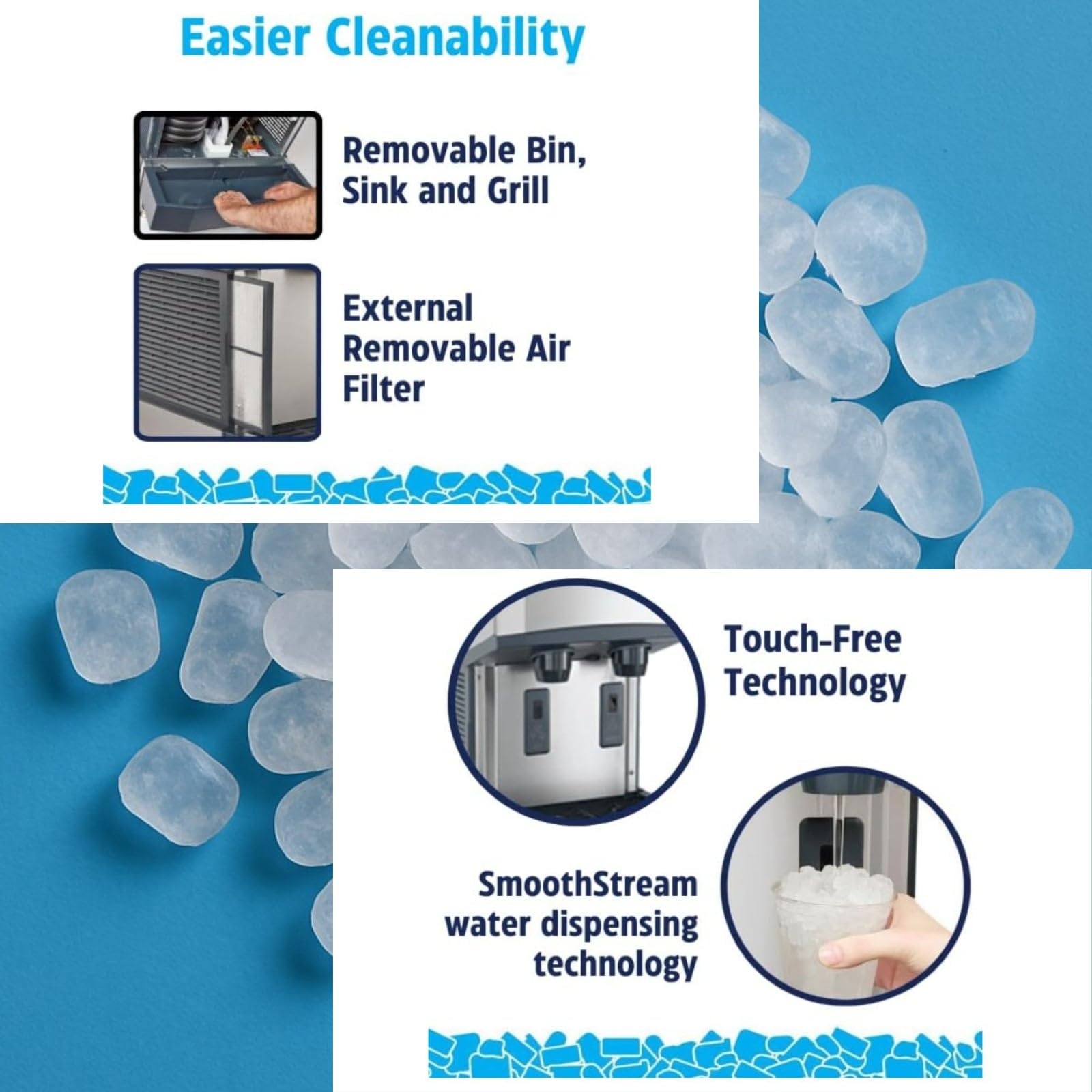 Scotsman Meridian Touchfree Countertop Nugget Ice Maker & Water Dispenser - 500 lb/Day, 40 lb Storage Bin on Fridge.com