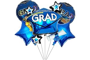5PCS Blue Congrats Grad Graduation Cap Balloons for 2021 Graduation Party Decoration...