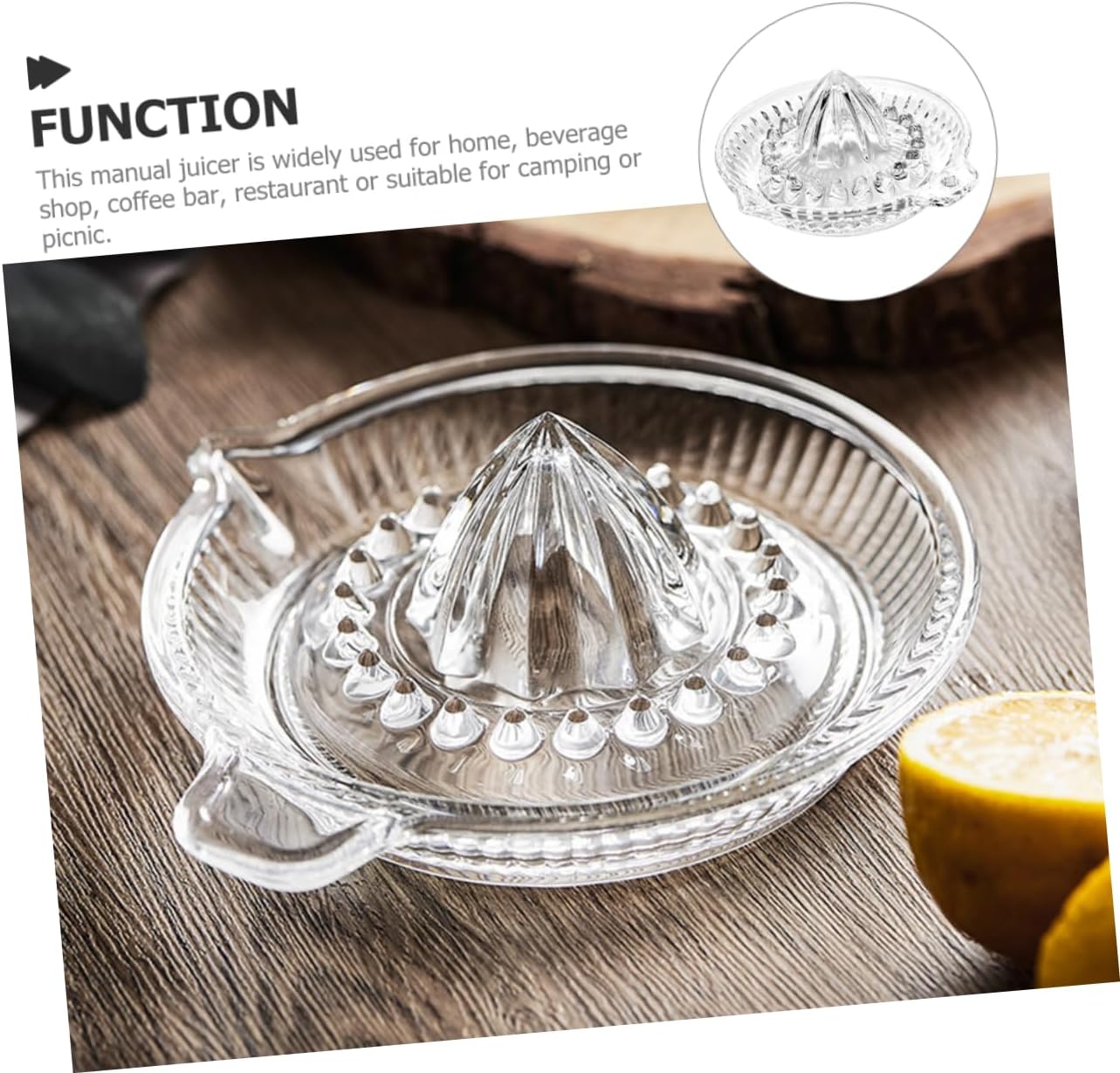 COLLBATH Manual Lemon Squeezer Orange Squeezer Handheld Glass Juicer Easy to Use Portable Multi-function Fruit Juicer for Home Bar