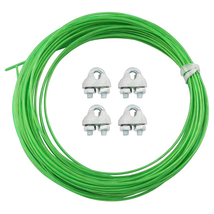 Green Coated Clothesline Wire ZZLZX 49ft /50m Green PVC Green Coated Clothesline Wire ZZLZX 49ft /50m Green PVC