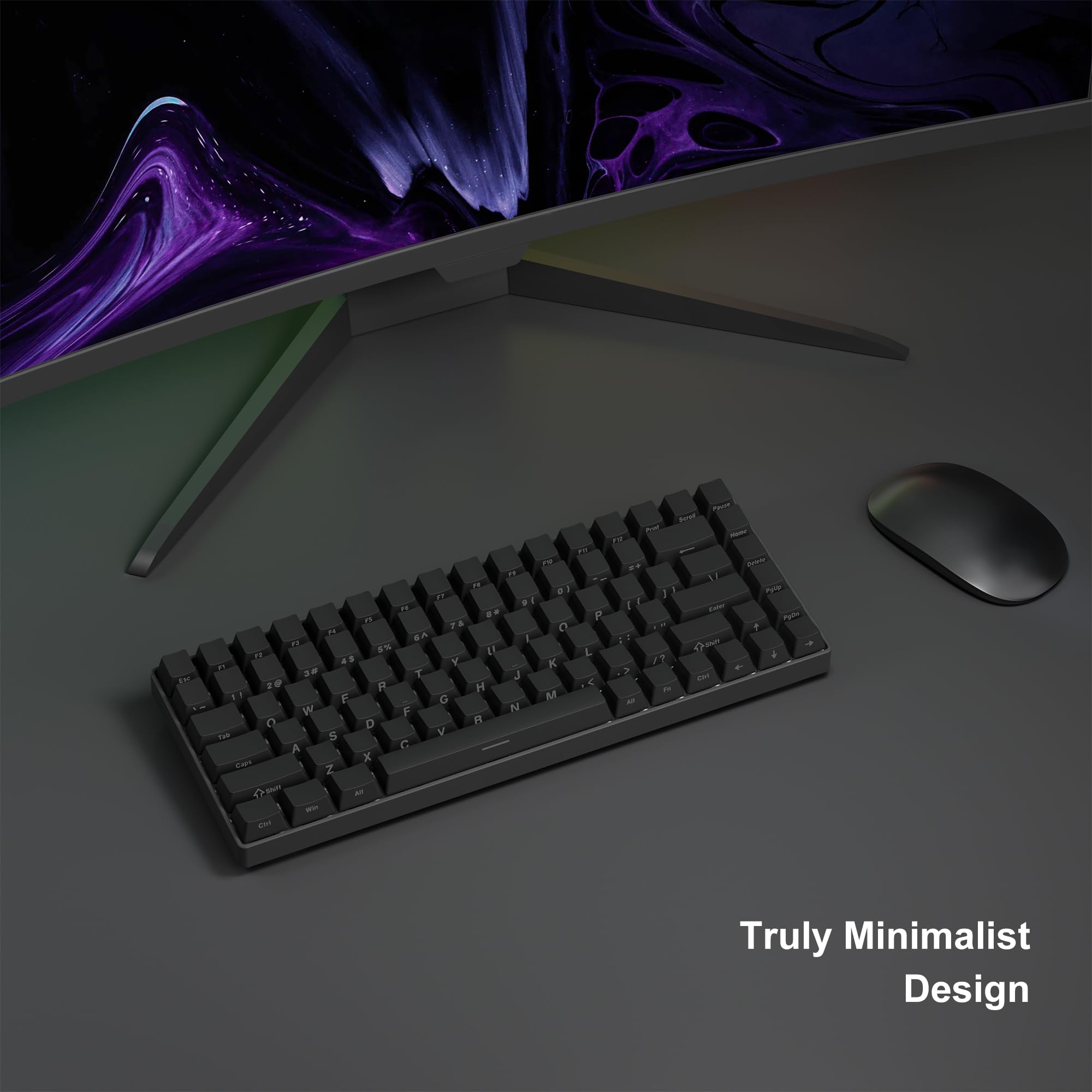 Copritasti PBT Profilo OEM 136 tasti con stampa laterale, Copritasti ANSI US personalizzati Double Shot Shine, Copritasti Neri Phantom Keyboard stile minimalista per tastiere meccaniche, Nero
