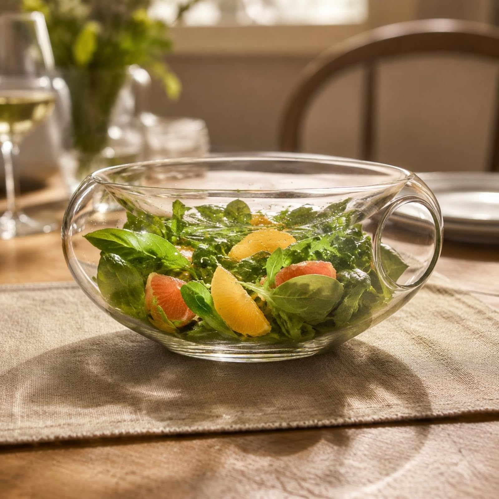 Hitzebeständige Schale Glas Serviergeschirr Borosilikat Speisenschüssel mit Einzigartiger Formgebung für Chefkoch Präsentation, 550 Ml