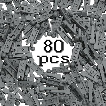 Ball Joints Building Bricks 80 Pack, 1x2 Plates with 5.9mm Cup & Towball, Compatible with lego Ball Joints and Major Brick Brands Not Affiliated with LEGO Dark Gray