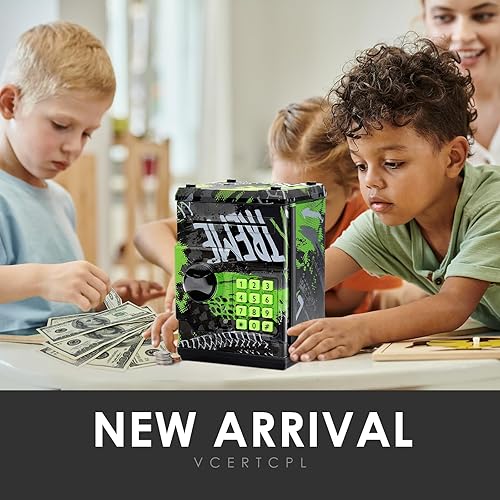 Miniatura 24 de ATM Piggy Bank for Boys Girls, Vcertcpl Mini ATM Coin Bank Money Saving Box with Password, Kids Safe Money Jar for Adults with Auto Grab Bill Slot