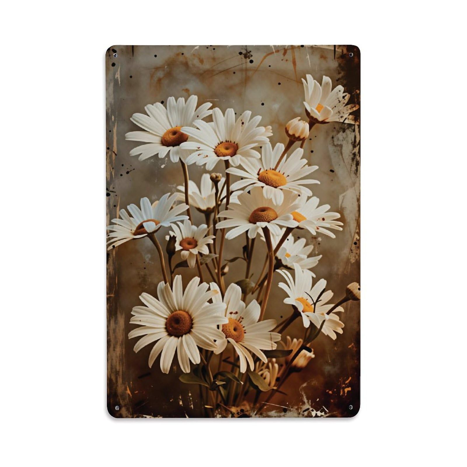 Ldfuieksufg Style Vintage Daisy Floral Rustic Decor Metal Sign Vintage Aluminium Metal Sign, Retro Wall Decor For Home, Bar, Garage & Farmhouse 30X20cm