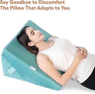 FOVERA Adjustable Bed Wedge Memory Foam Pillow with 7 Ways of Elevated Inclines for Acid Reflux, GERD, Snoring, Heartburn, Post-Surgery (Velvet Aqua Green, Standard - 22 x 22 x 12 Inch)