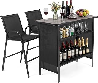 Tangkula 3 Piece Outdoor Bar Set image