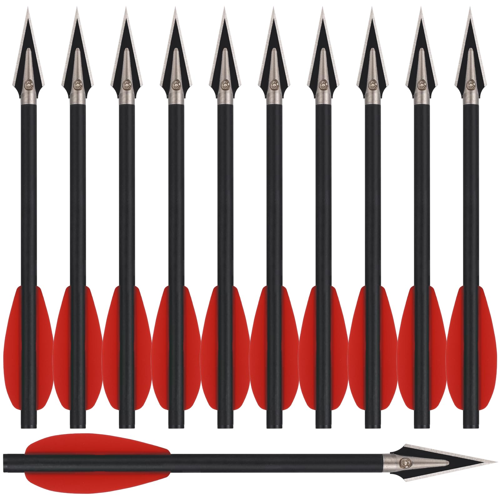 6.3" Mini Crossbow Bolts Carbon Crossbow Arrows with Sharp Broadhead Tips Hunting Arrows Pistol Crossbow Bolts for 50-80lbs Mini Crossbow Precision Target Practice Hunting Shooting (12pcs red)