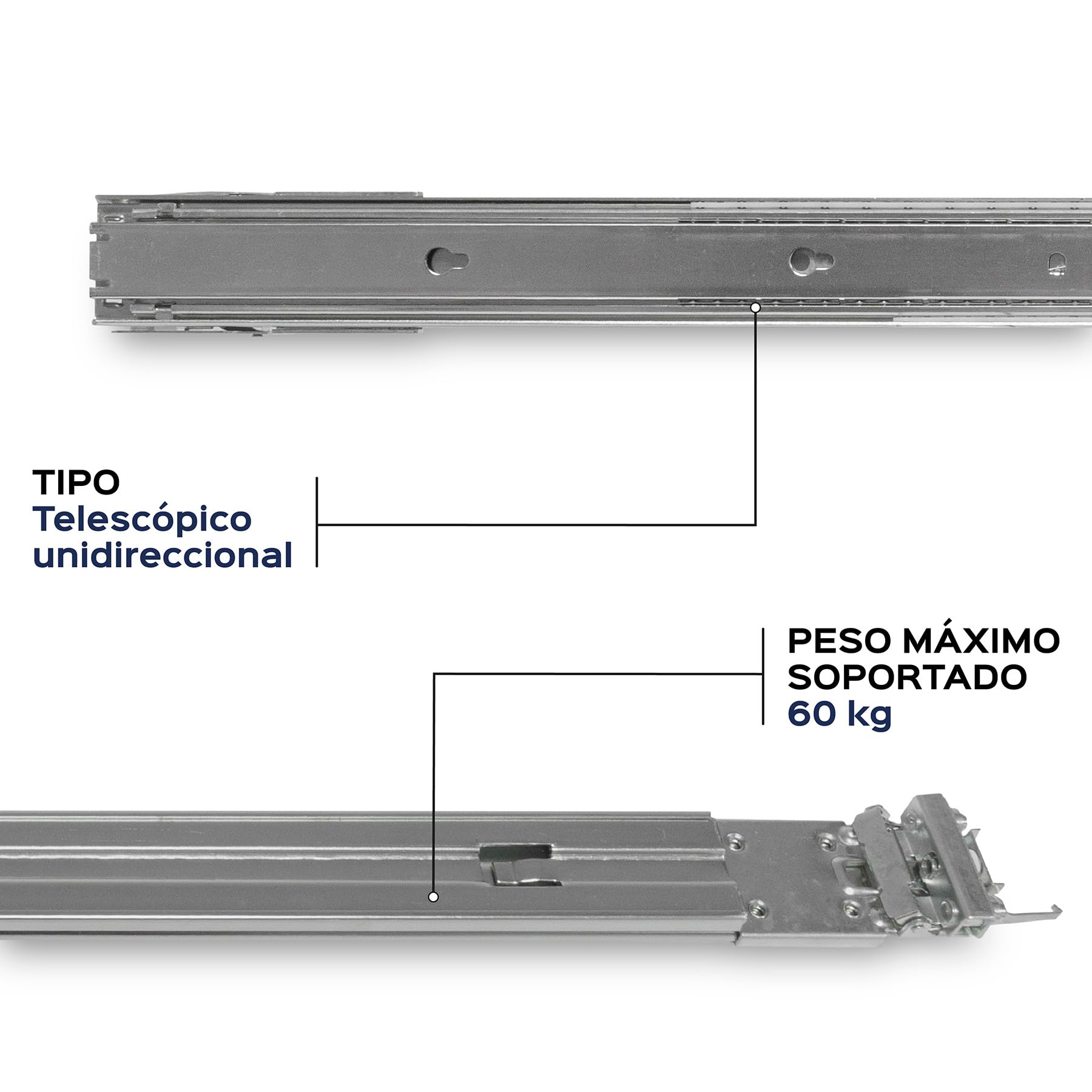 UNYKAch Railes Telescópicos RG4208G3 - Guías Rack