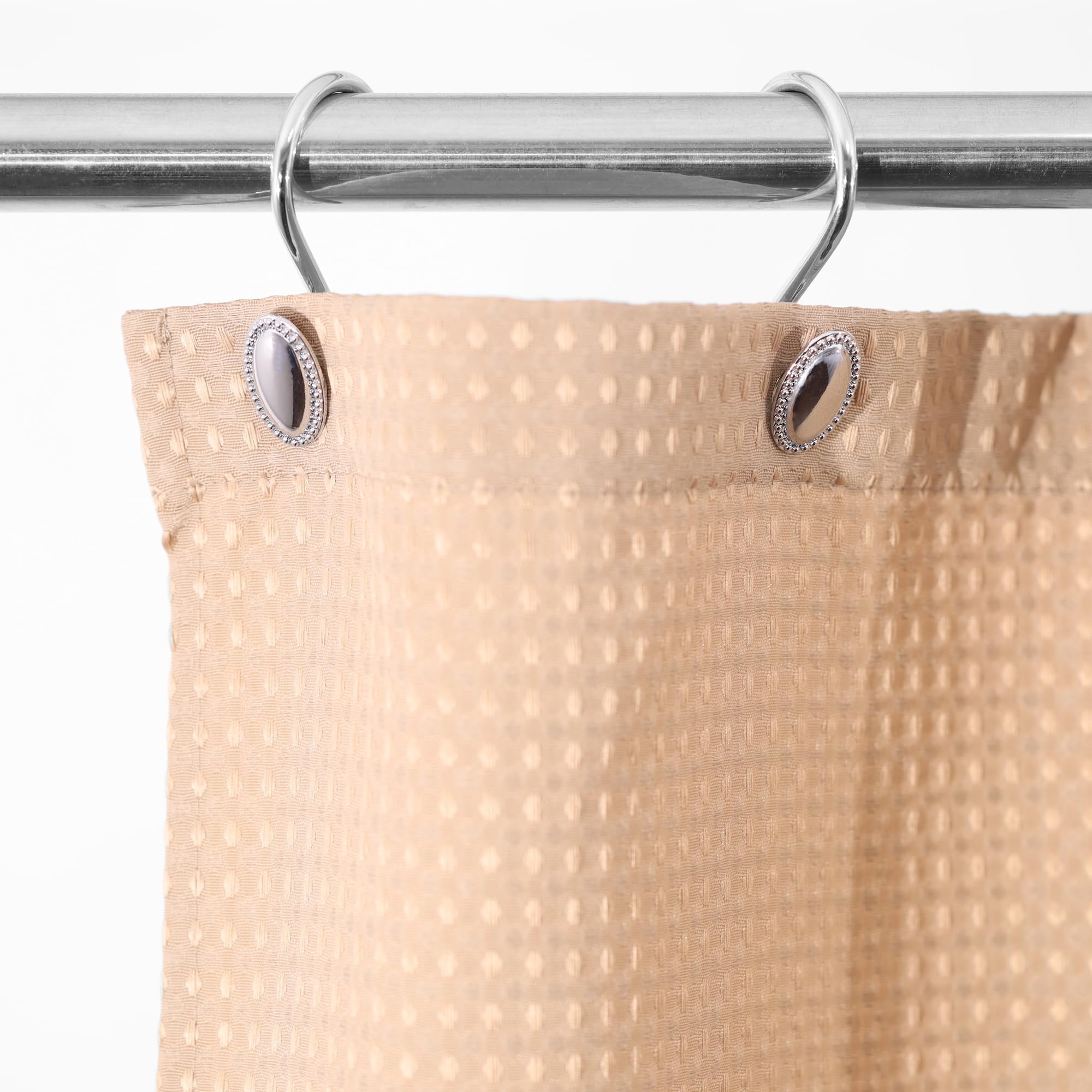 Silberfarbene dekorative Duschvorhanghaken: verchromtes ovales Design, rostfreie, robuste Metall-Duschvorhangringe für Badezimmer – Klassische, Elegante Duschvorhang-Aufhänger für Duschstange – 12