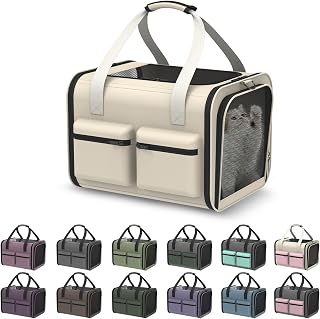ipetstation Airline Approved Soft Cat Carrier for Small Dogs & Cats Up to 15lbs - Breathable Foldable Travel Bag, TSA Compliant