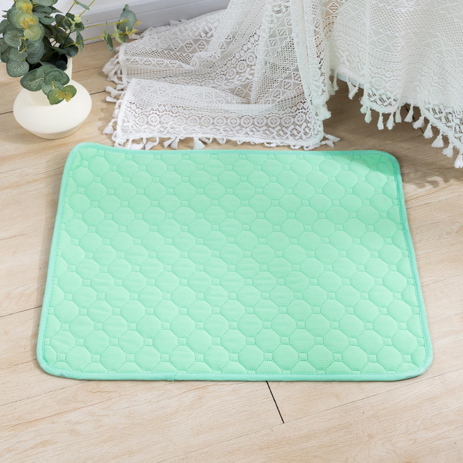 Almohadillas de Entrenamiento Reutilizables Lavables Superabsorbentes Antideslizantes Impermeables para Perros Gatos Conejos Verde, 90 x 150 cm