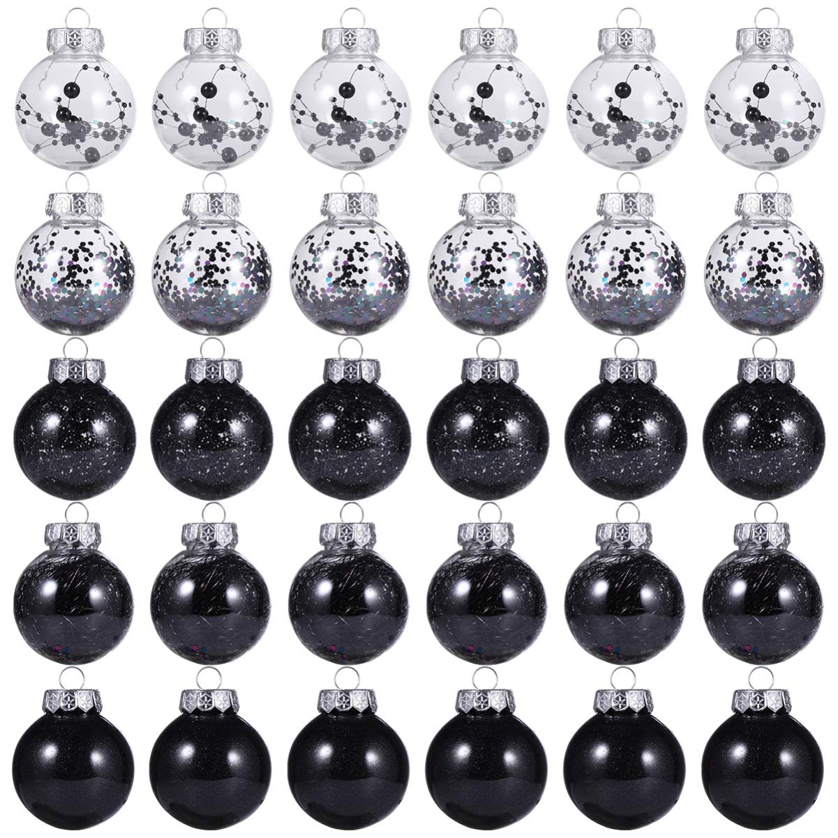 KESYOO 30pcs Christmas Tree Hanging Ornaments Plastic Ball Hanging Decorations Birthday Wedding Baby Shower Graduation Party Decor Holiday Supplies Seasonal Decor Black
