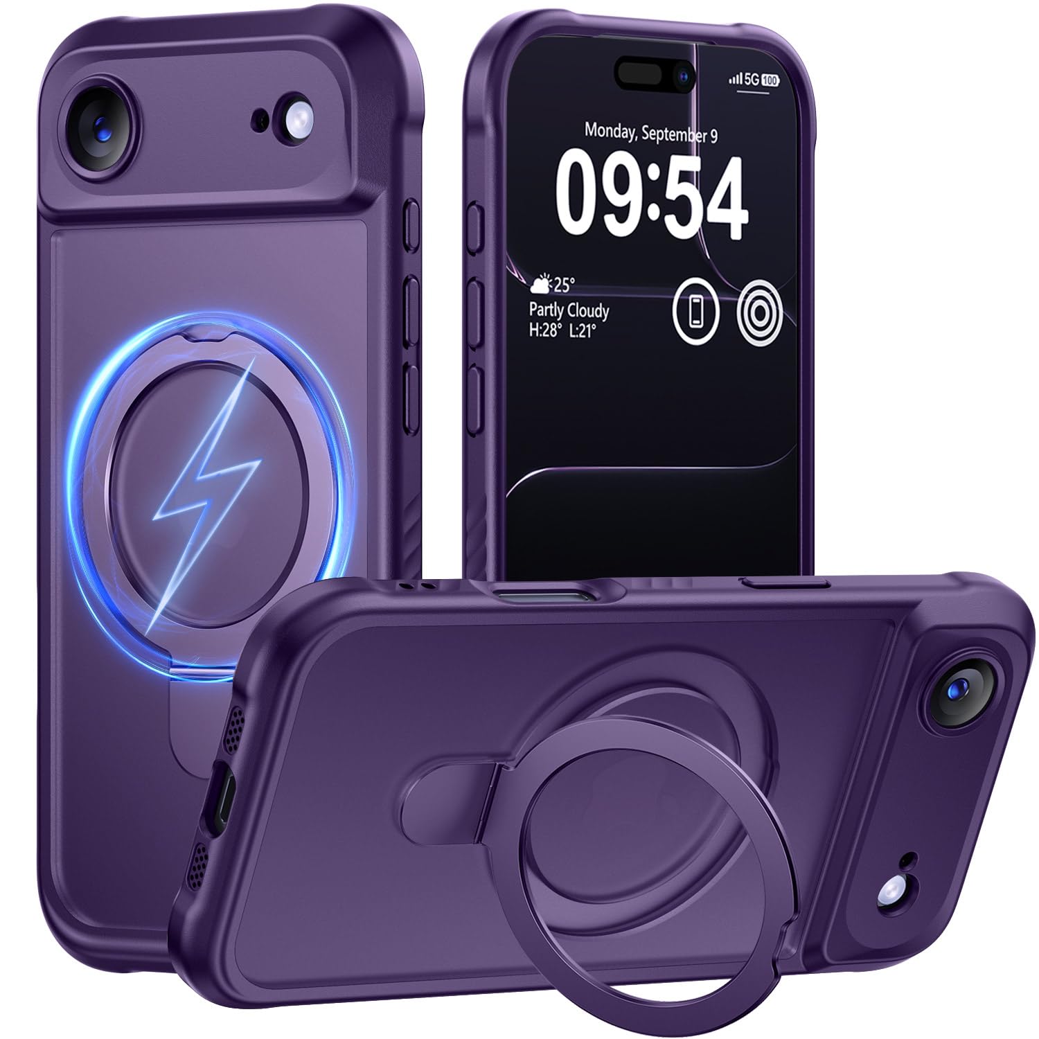 MOCCA Magnetic for iPhone 17 Air Case with Stand,Deep Purple