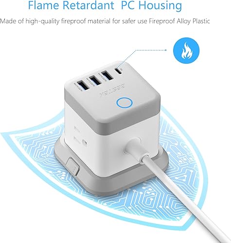 Miniatura 6 de BESTEK Adaptador de enchufe de viaje europeo, regleta de alimentación con USB C PD de 20 W y 3 puertos USB, extensor de salida ancho de 3 lados,