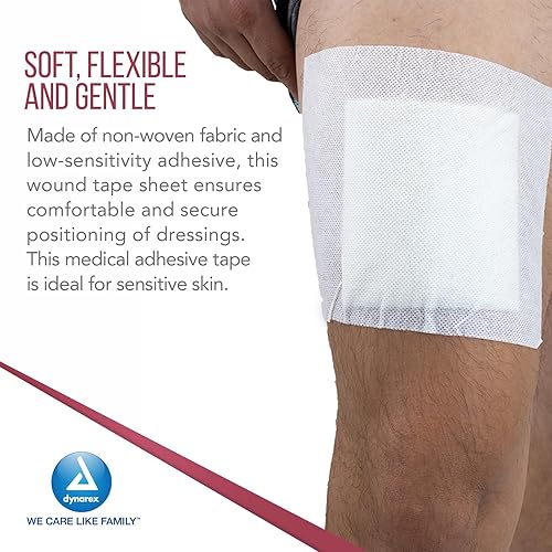 Miniatura 4 de Dynarex Hoja de retención de vendaje  Hoja de cinta médica impermeable adhesiva para vendaje de heridas  Tela no tejida agradable a la piel  6