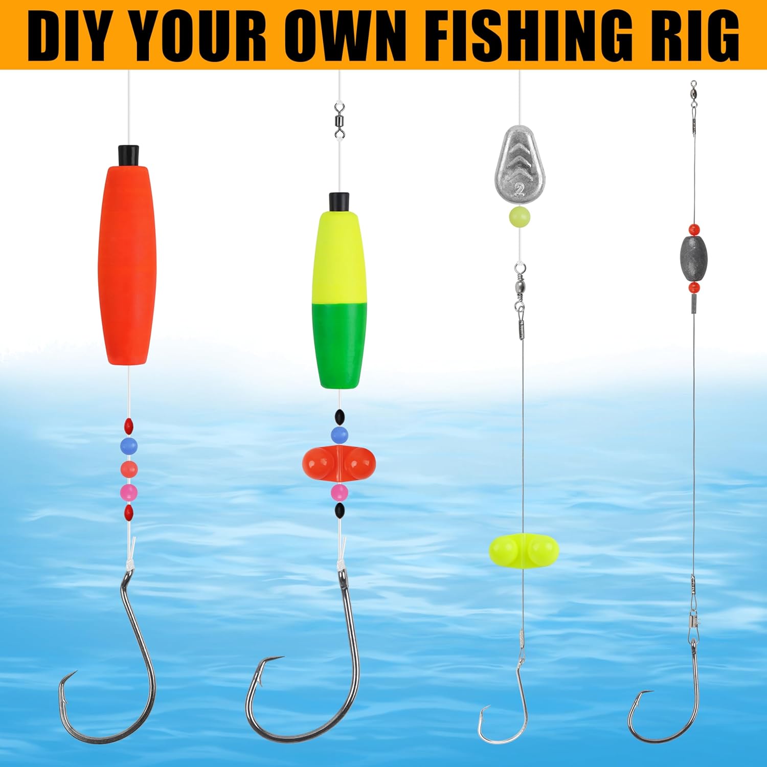Catfish Rig Catfishing Tackle Making Kit,131/139pcs Santee Cooper Rigs with Circle Hooks Peg Floats Bobber Stoppers Swivels Rattle Bell Beads Catfishing Gear Equipment