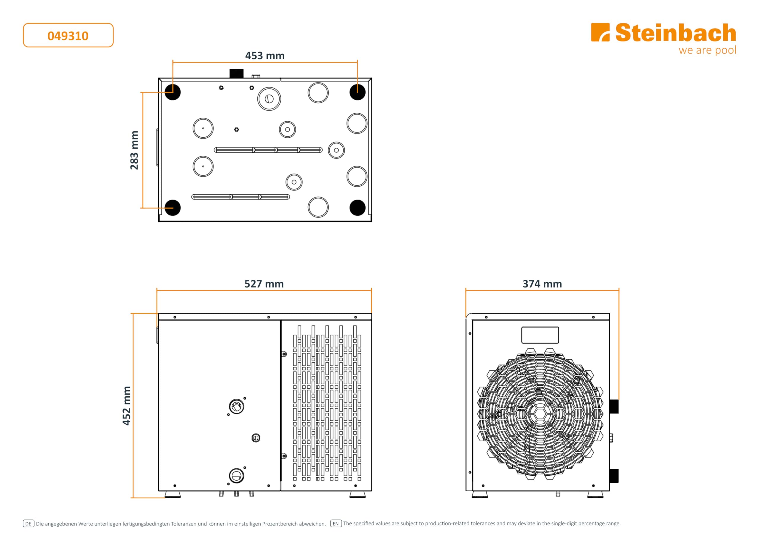 STEINBACH Wärmepumpe Silent Mini – 049310 – Inverter Wärmepumpe für Pools bis 20.000 l – Heizleistung 4.000 W, Besonders leiser Betrieb und effizient Dank Inverter-Technologie, Kabelgebunden