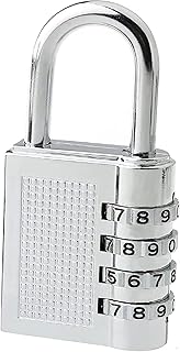 Combination Padlock, Waterproof Padlock with Code, 4 Digit Locker Padlocks for School, Gym Lockers, Outdoor Combination Lock for Shed, Fence, Backyard, Hasp Locker (Silver)