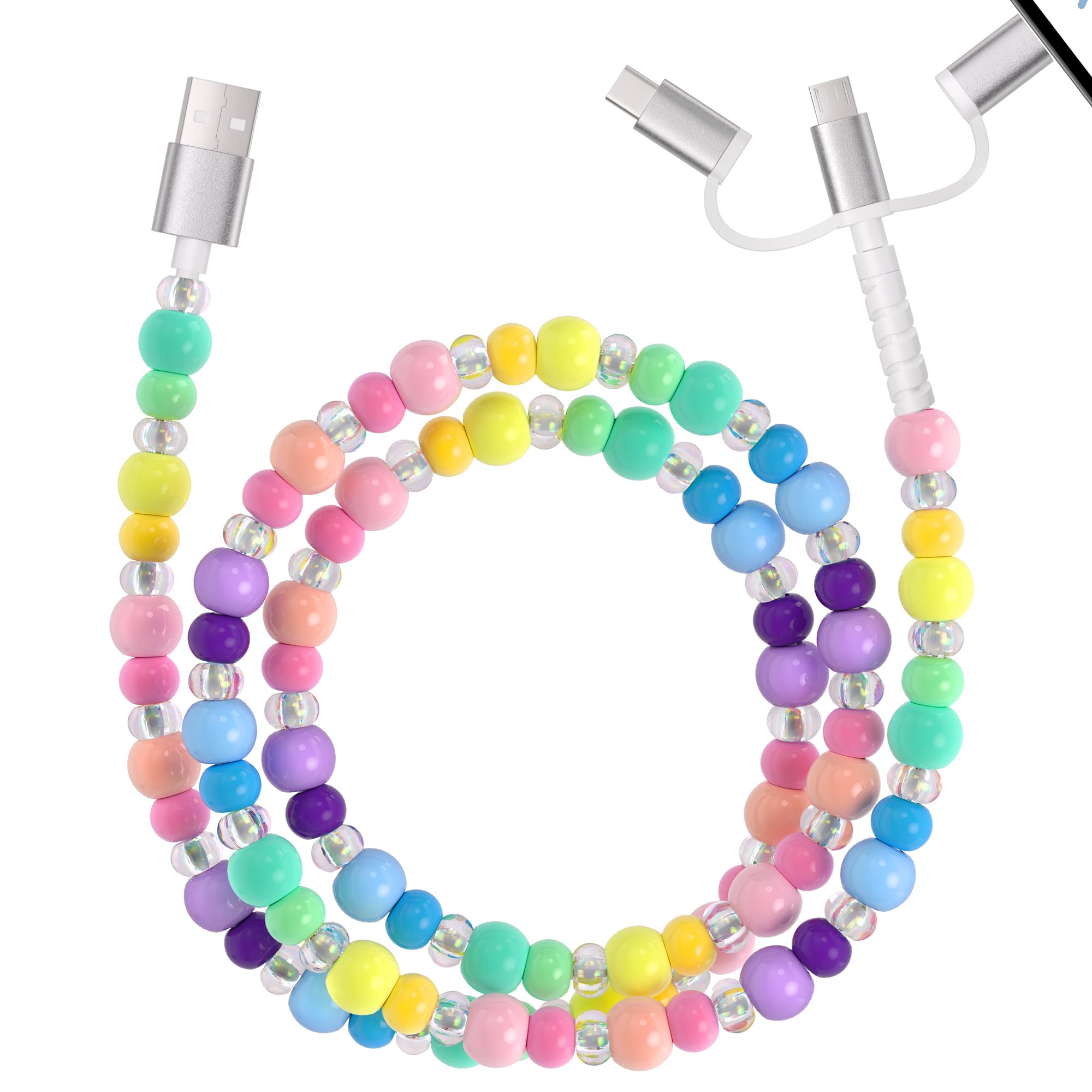 Amazon.com: 3 in 1 Candy Color Beaded Multi Charging Cable for USB