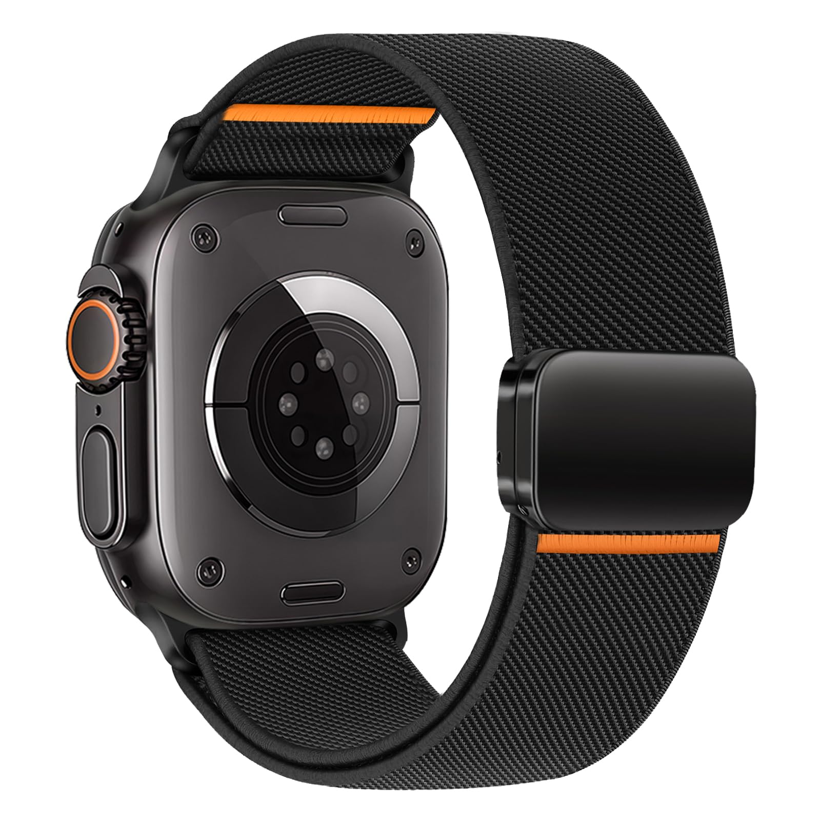 Magnetic Nylon Bands for Apple Watch Ultra 2 Band for Men 49mm 46mm 45mm 44mm 42mm iWatch Man,Stretchy Fabric Elastic Sport Strap Wristband for Apple Watch Series 10 9 8 7 6 5 4 3 SE Ultra2/Ultra