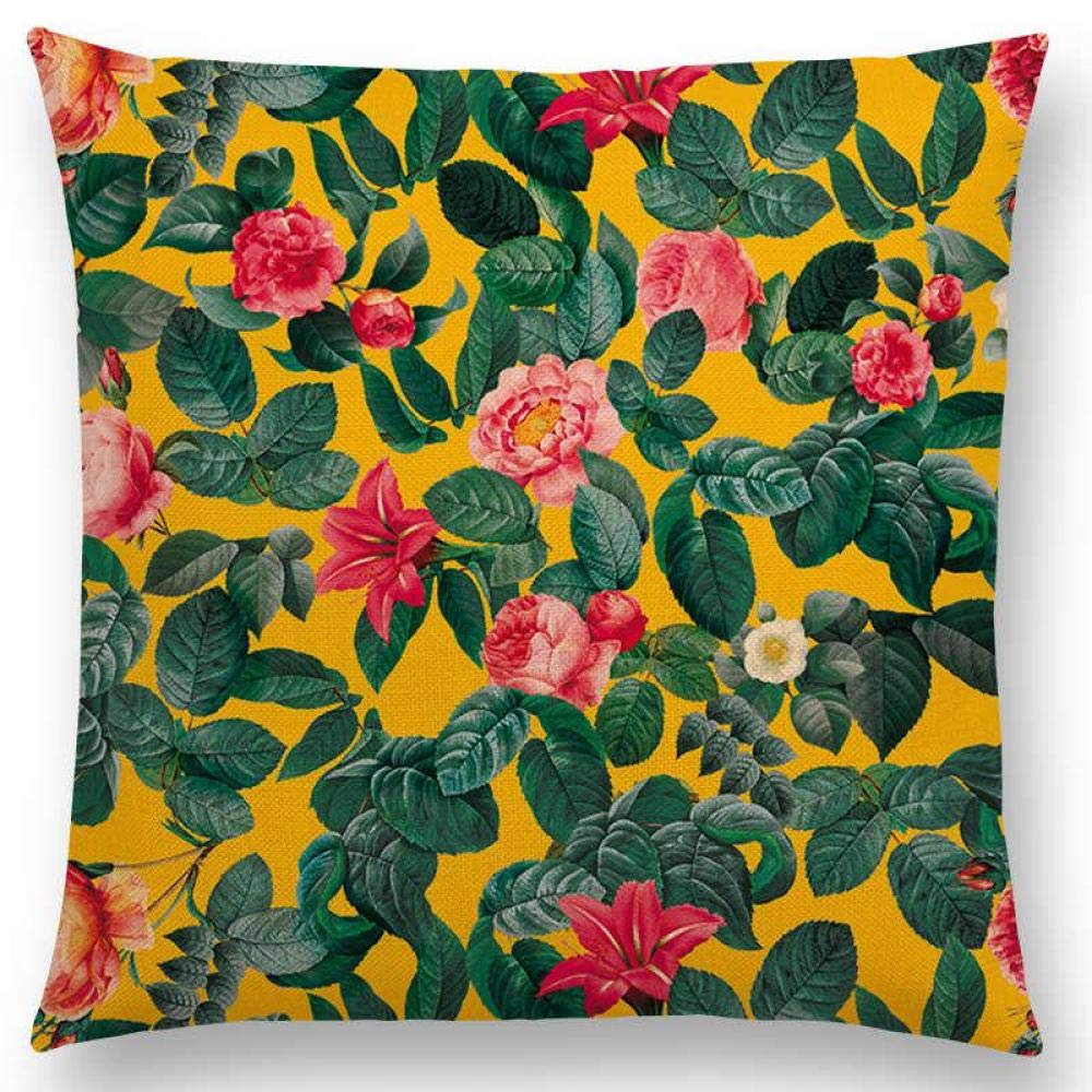 Throw Pillow Covers 2 Pack Flowers Leaf Botanical Cushion Cover Car Home Decor Sofa Throw Pillow Case-H