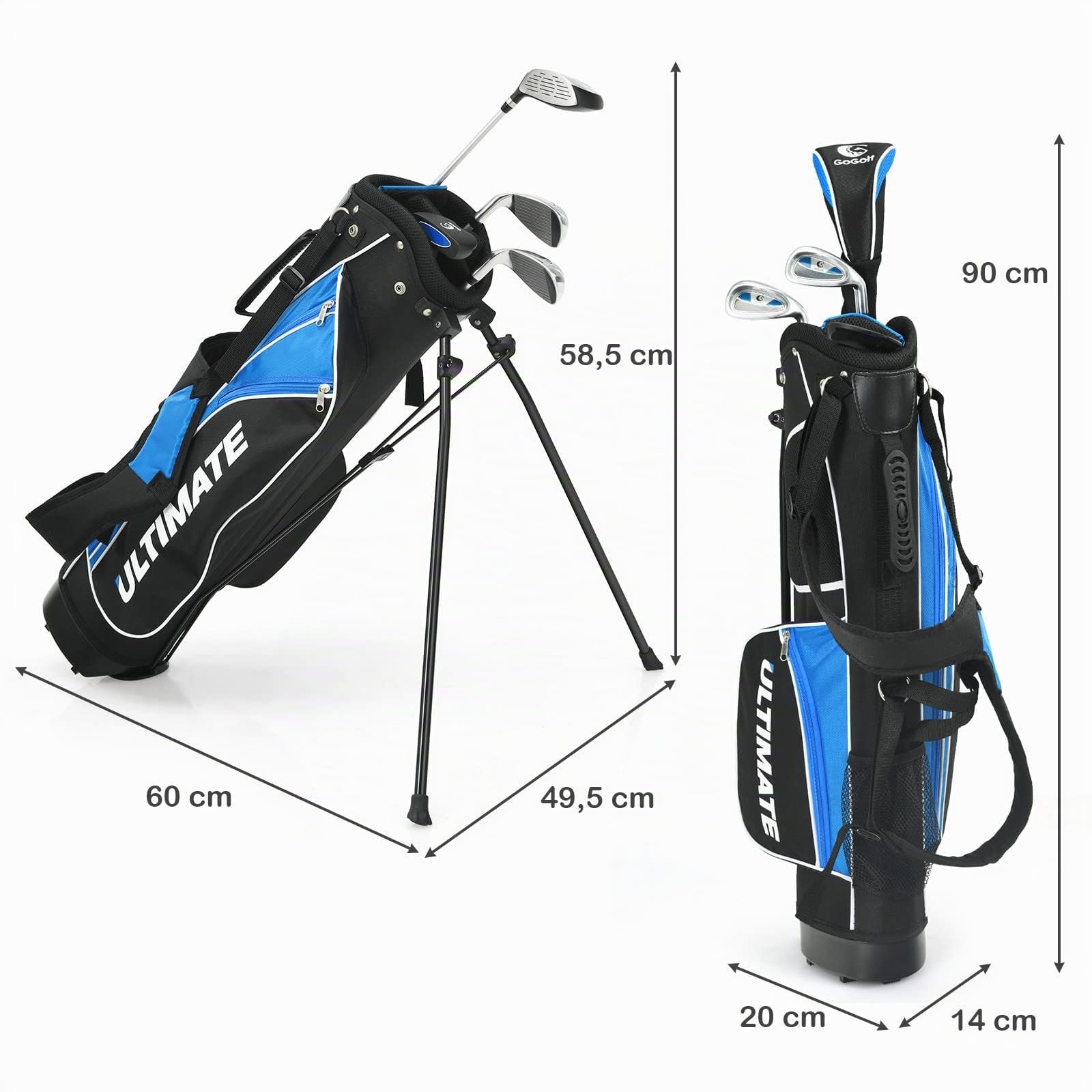 GYMAX Juego Completo de Palos de Golf para Niños de 8 a 10 Años, Golf Set Kids con Bolsa, con 1 Varilla de Madera, 2 Varillas de Hierro, 1 Varilla de Putting