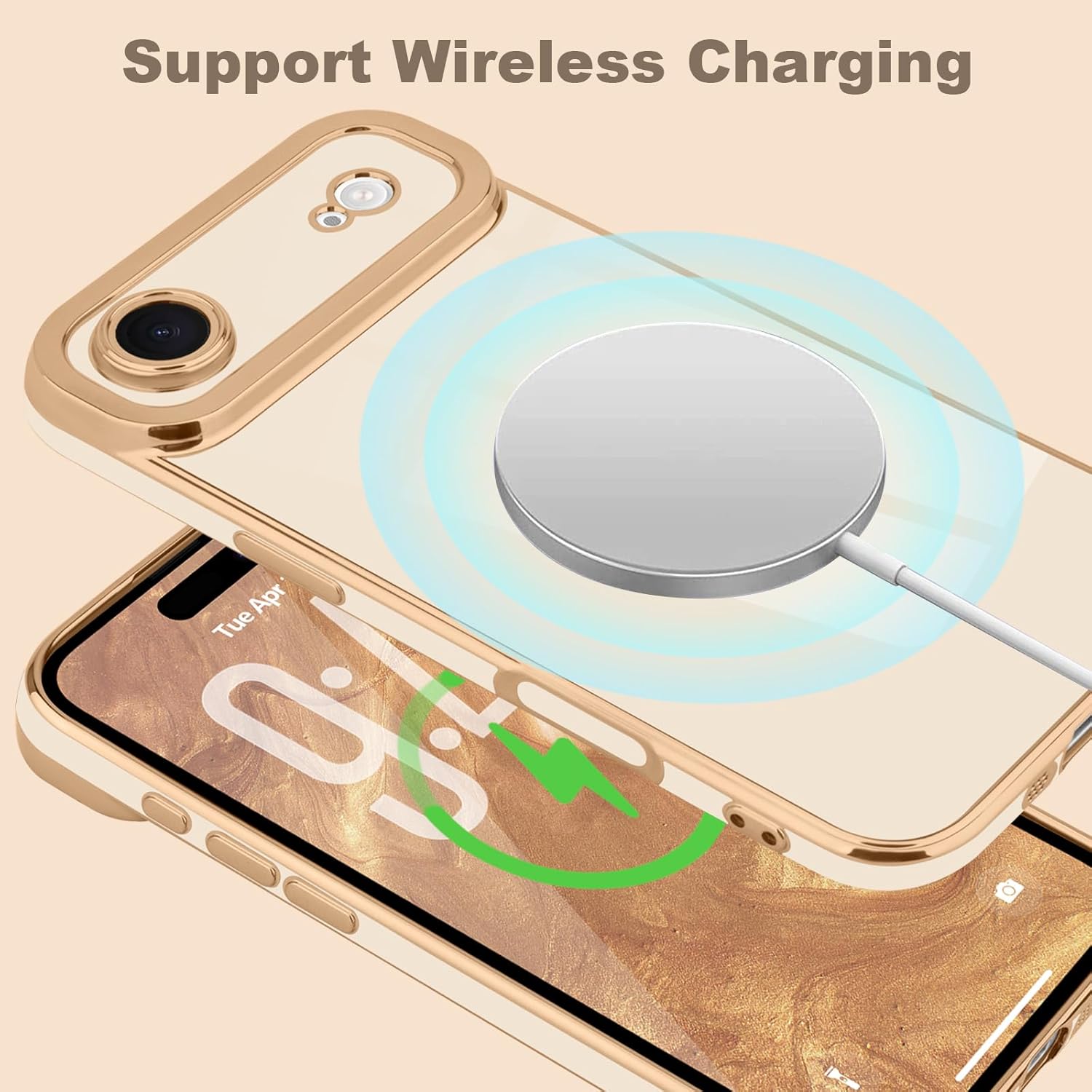 Lafunda Designed for iPhone Air Case Cute, Luxury Plating Case for Women Girls Elegant Gold Edge TPU Bumper Cover with Camera Protection Shockproof Silicone Phone Case for iPhone Air, White - Image 4