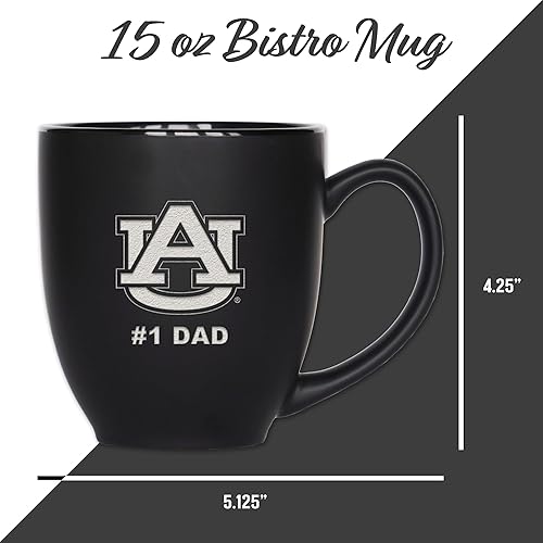 Miniatura 138 de Rico Industries NCAA #1 Dad - Taza bistró de cerámica negra mate grabada con láser, de 15 onzas, para bebidas calientes o frías Troyanos del Sur